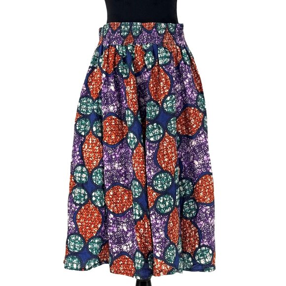 Vtg Skirt Womens One Size Bohemian Cotton Colorful Abstract Pattern Bow Art Wear - Picture 6 of 6